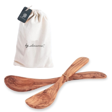 Salad Servers Olive Wood Wide Handle with Antibacterial Effect, Extra Hygienic Salad Servers Olive Wood Wide Handle with Antibacterial Effect, Extra Hygienic