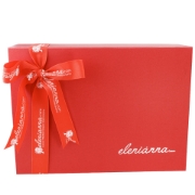Signature red elenianna luxury gift box with branded ribbon, premium packaging for the Greek Christmas hamper.