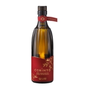 Front view of Corinto Limited Edition Extra Virgin Olive Oil bottle featuring a luxury red and gold label, 500ml Product of Greece.
