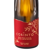 Front view of Corinto Limited Edition Extra Virgin Olive Oil bottle featuring a luxury red and gold label, 500ml Product of Greece.