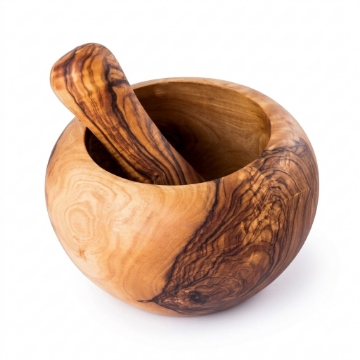Bol de madera de olivo personalizado para moler, 16 cm.