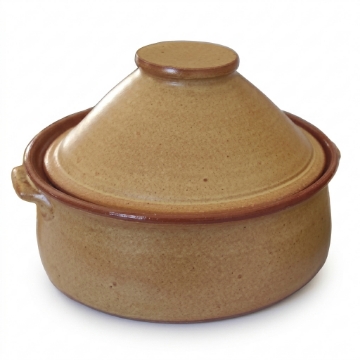 Cacerola de cerámica Sifnos con tapa - Auténtica gastrua hecha a mano (Ø 30 cm) | Gran recipiente de barro tradicional griego para cocinar a fuego lento y servir directamente del horno a la mesa.
