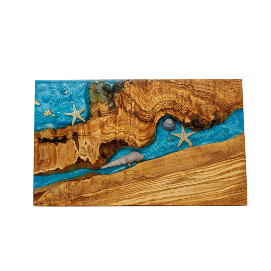 Olea Wood Art Handmade Rectangular Olive Wood Resin Cutting Board by Olea Wood Art - Primary product photo