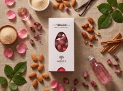 Lazaris Mandola Rose – Greek Caramelized Almonds, 200g on a clean ecommerce background