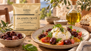 Navarino Icons Kalamata Olives Pitted in Extra Virgin Olive Oil, 30g on a clean ecommerce background