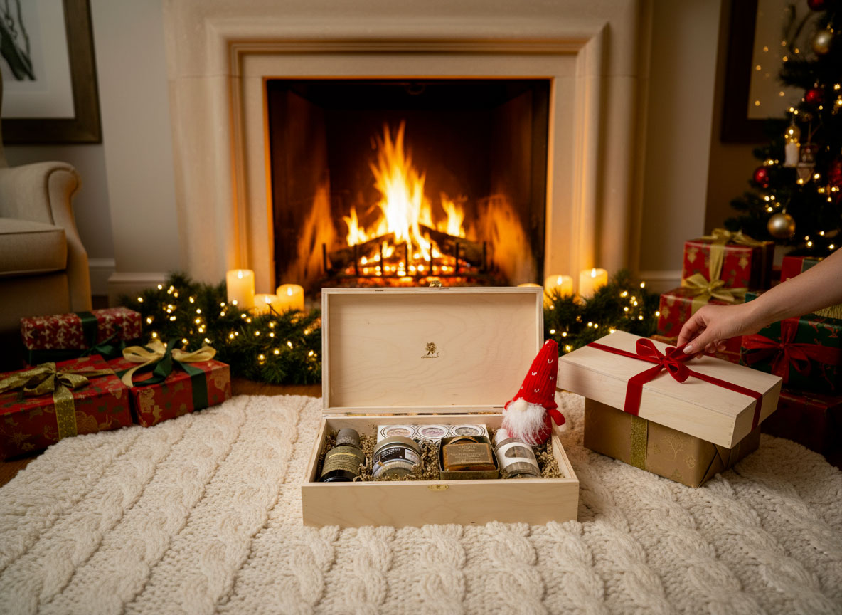 Caja de regalo corporativa EL1482 con tapa de madera grabada a láser