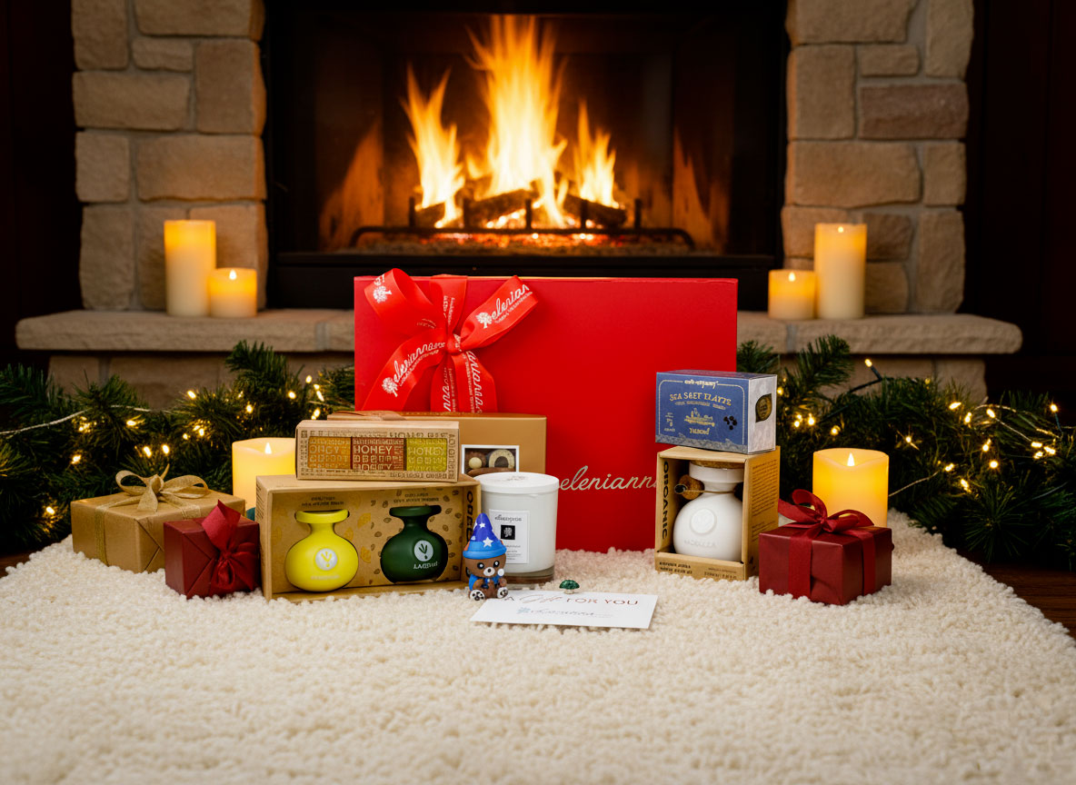 Caja de regalo corporativa EL1447 con lazo de marca